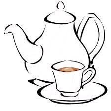 225x224 Tea Set Drawings Teapot And Cup, Contours Stock Vector