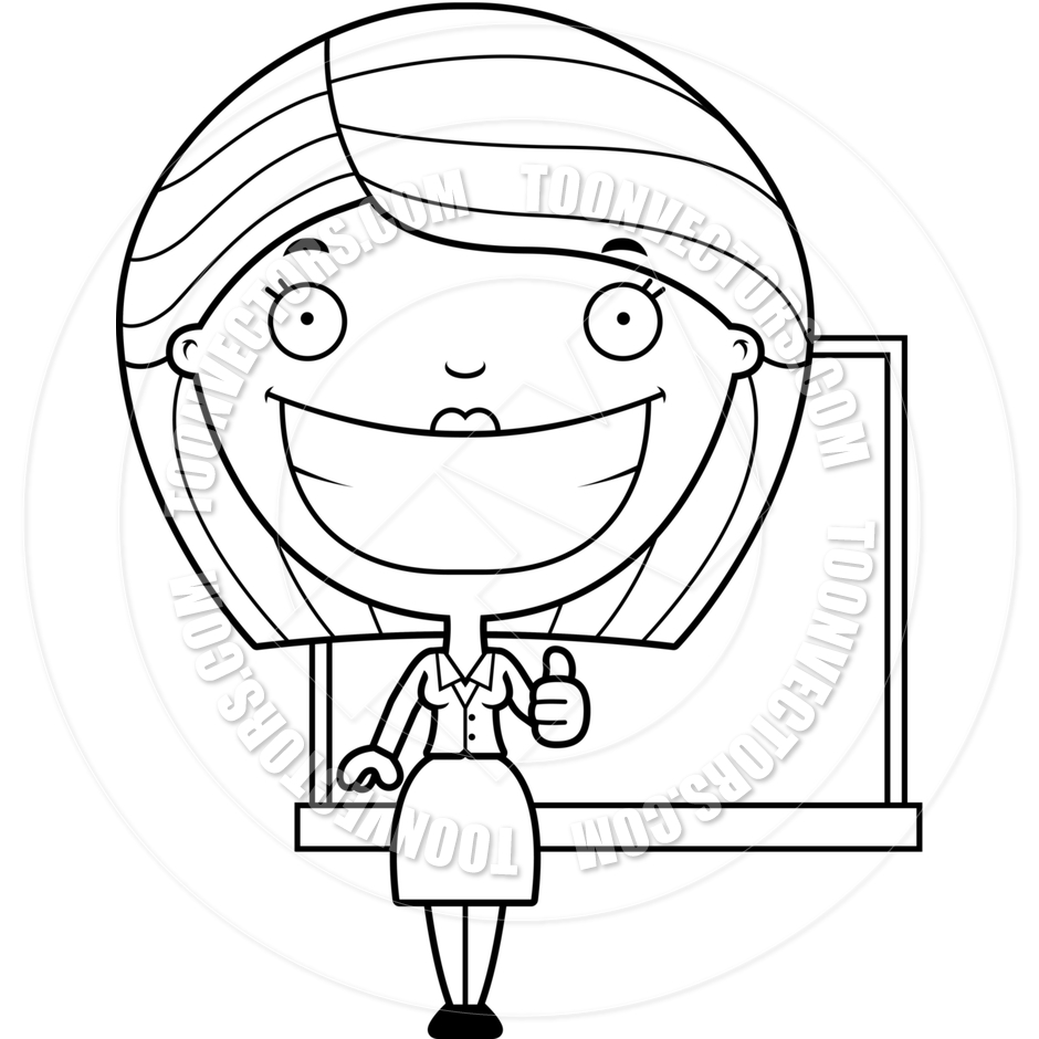 940x940 Cartoon Woman Thumbs Up (Teacher Black Amp White) By Cory Thoman