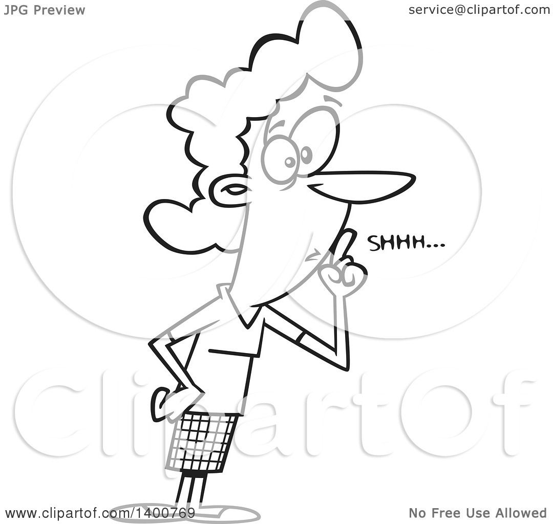 1080x1024 Clipart Of A Cartoon Black And White Female Teacher Shushing