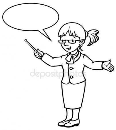 404x450 Funny Teacher With Pointer. Profession Series. Stock Vector