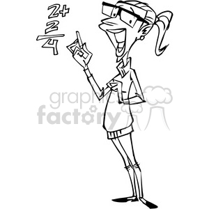 300x300 Royalty Free Teacher Cartoon Character In Black And White 389826
