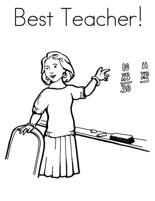 600x776 Teaching In Front Of Class In Community Helpers Coloring Page