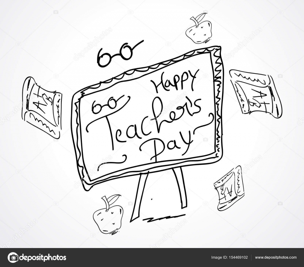 1024x900 Hand Sketch Happy Teachers Day Card Design Stock Vector