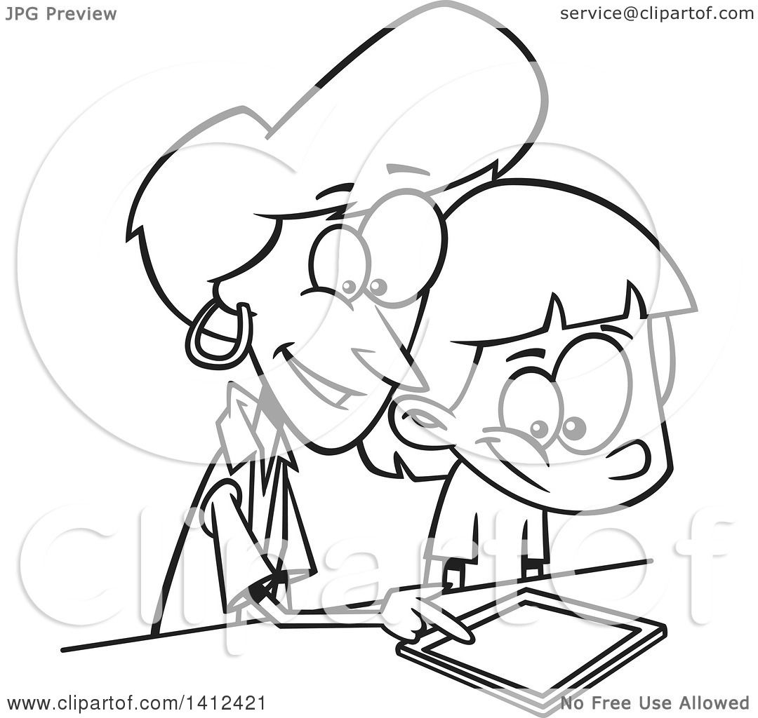 1080x1024 Clipart Of A Cartoon Black And White Lineart Happy African