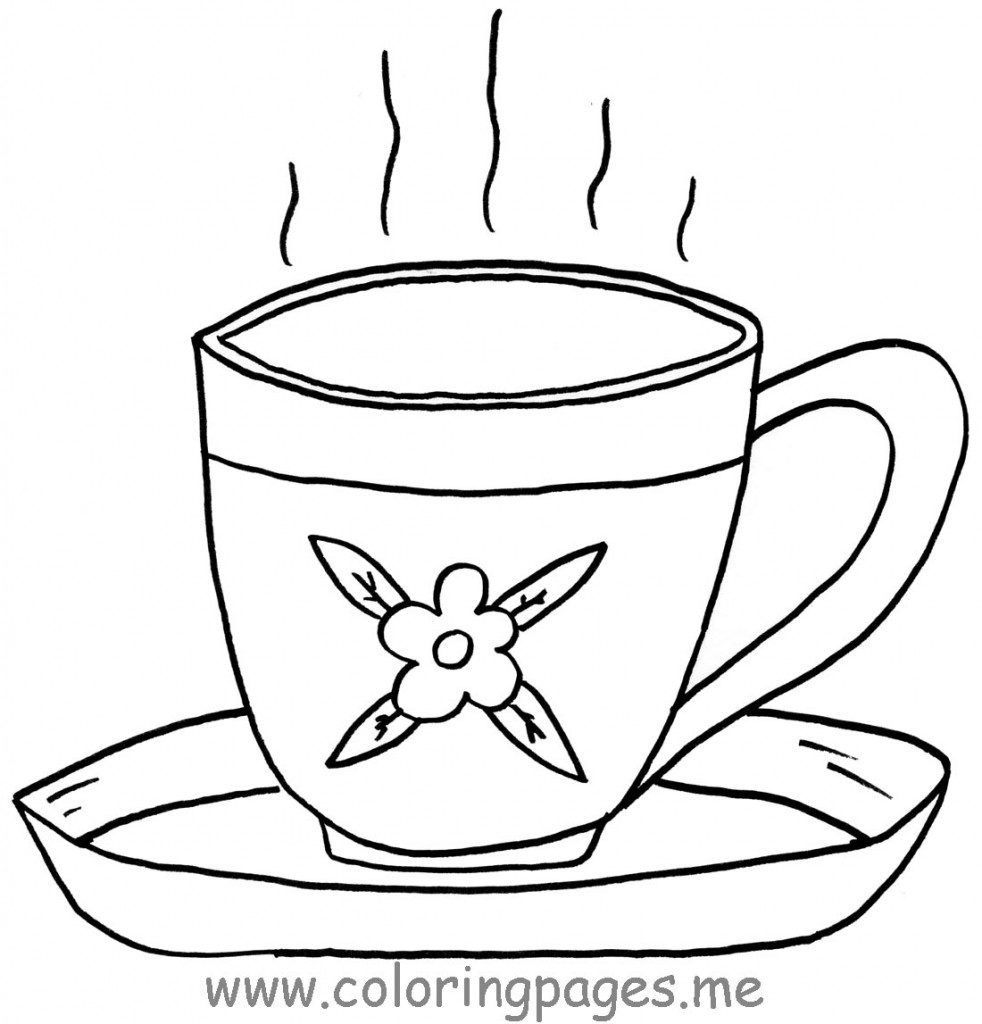 982x1024 Free Coloring S Of Teacup Tea Cup Coloring Page In Uncategorized
