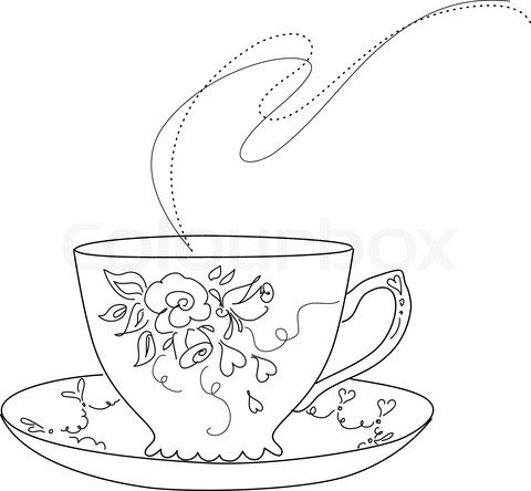 480x444 Free Sketch Fancy Tea Cup And Saucer Stock Vector