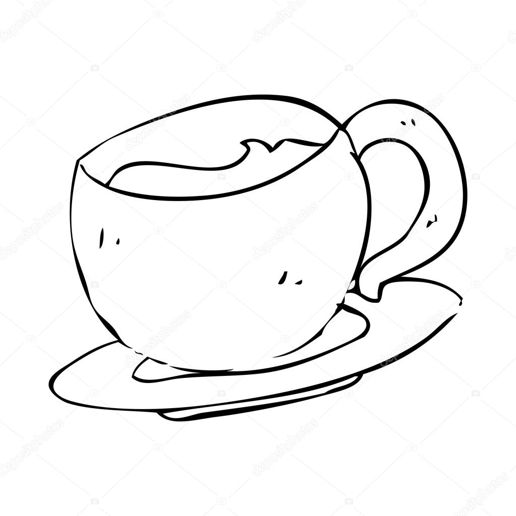 1024x1024 Sketchy Teacup Drawing Stock Vector Lineartestpilot