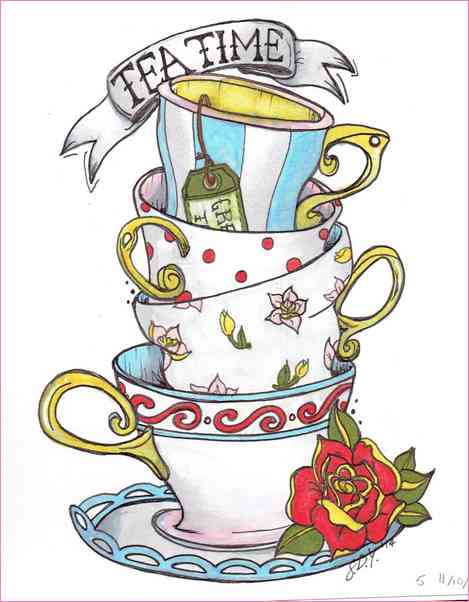 469x602 Alice In Wonderland Teacup Drawing
