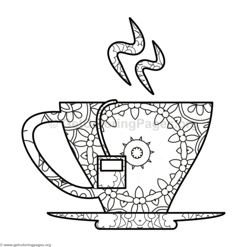 843x843 Tea Cup Coloring Pages