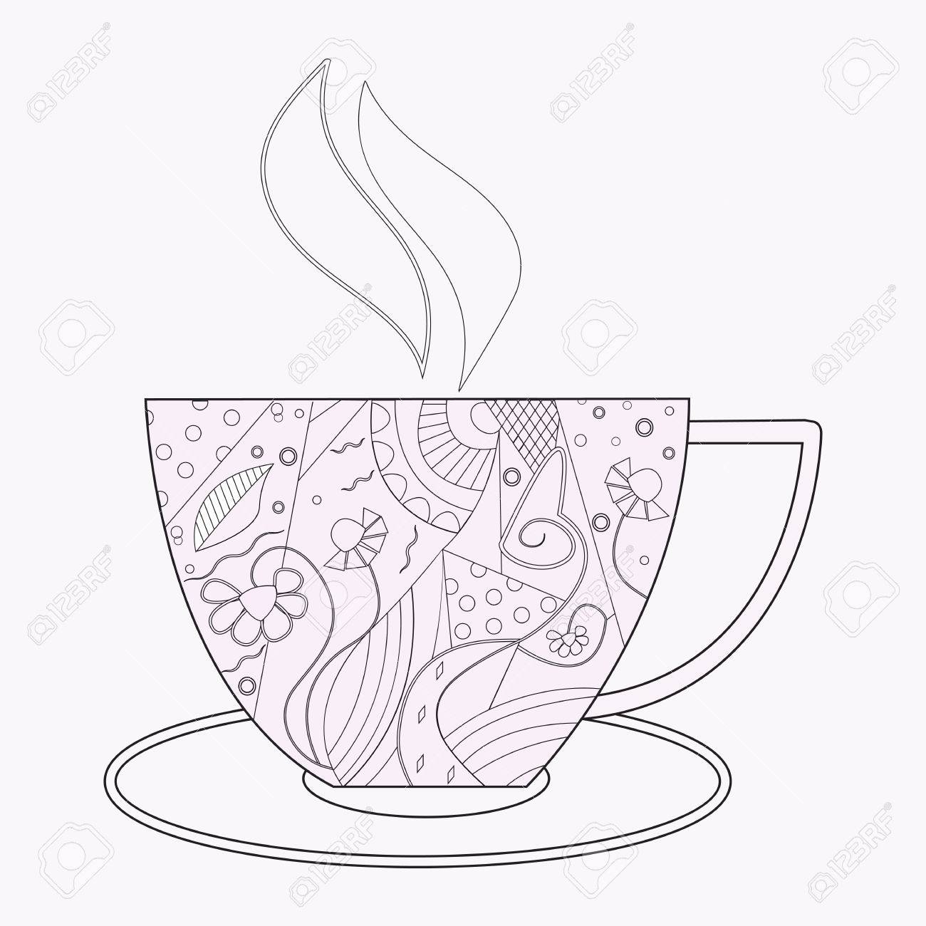 1300x1300 Vector Coffee Or Tea Cup With Abstract Ornaments. Vector