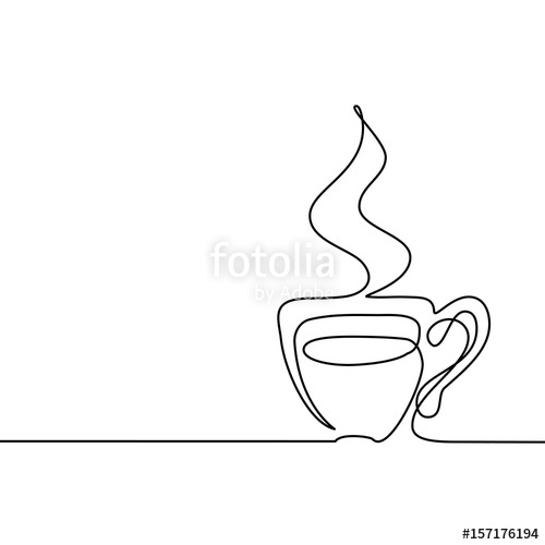 500x500 Continuous Line Drawing Of Cup Of Coffee. Vector Illustration