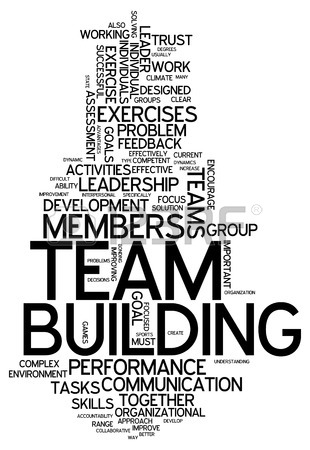 310x450 Word Cloud With Team Building Related Tags Stock Photo, Picture