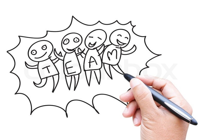 800x547 Team Work Cartoon Sketching By Hand Stock Photo Colourbox