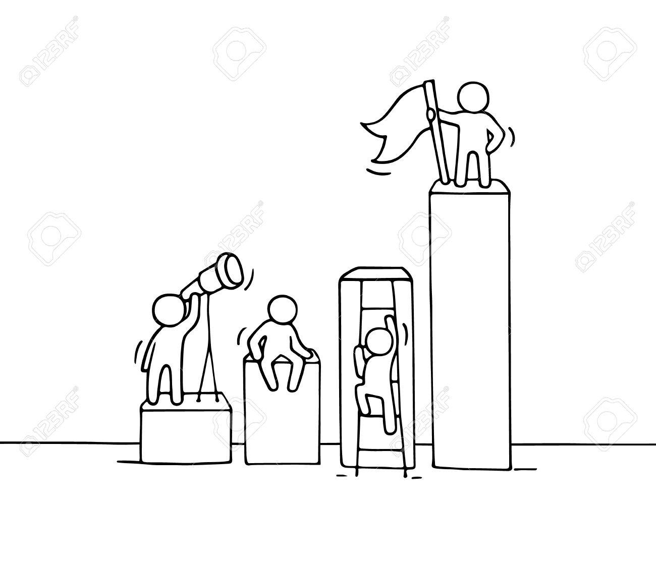 1300x1114 Sketch Of Diagramm With Working Little People. Doodle Cute