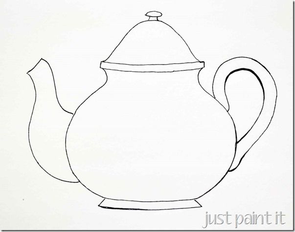 603x475 Sketching A Teacup Teapot, Template And Embroidery