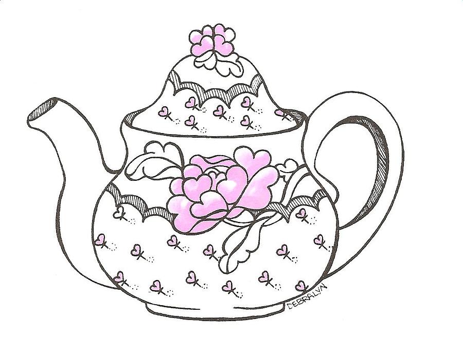 900x691 Teapot Drawing By Debralyn Skidmore