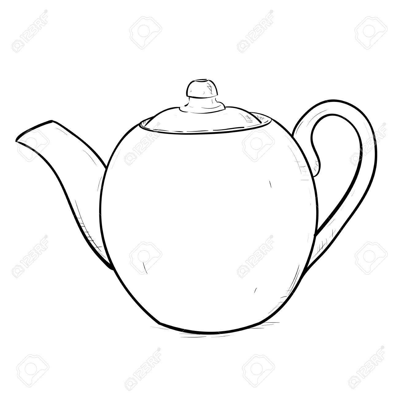 1300x1300 Vector Sketch Illustration Of Teapot Royalty Free Cliparts
