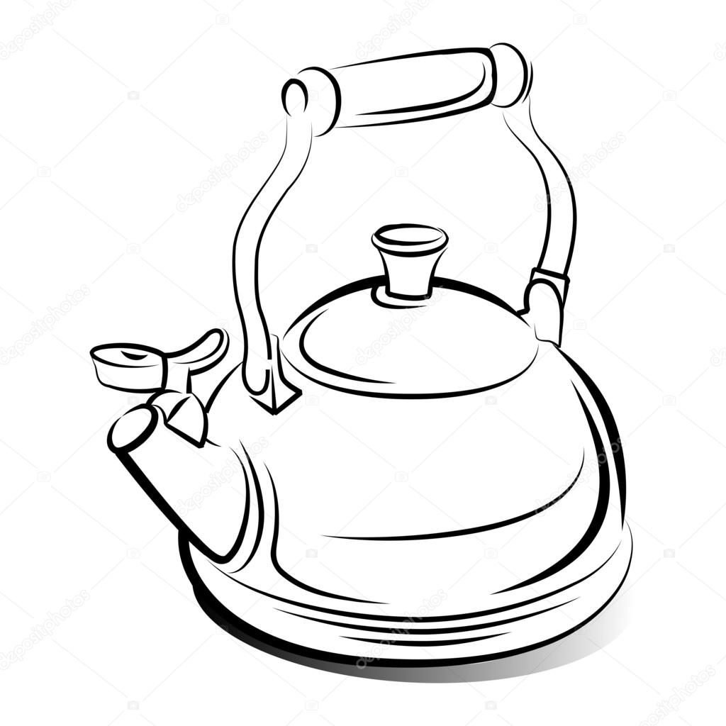 1024x1024 Drawing Of The Teapot Kettle, Vector Illustration Stock Vector