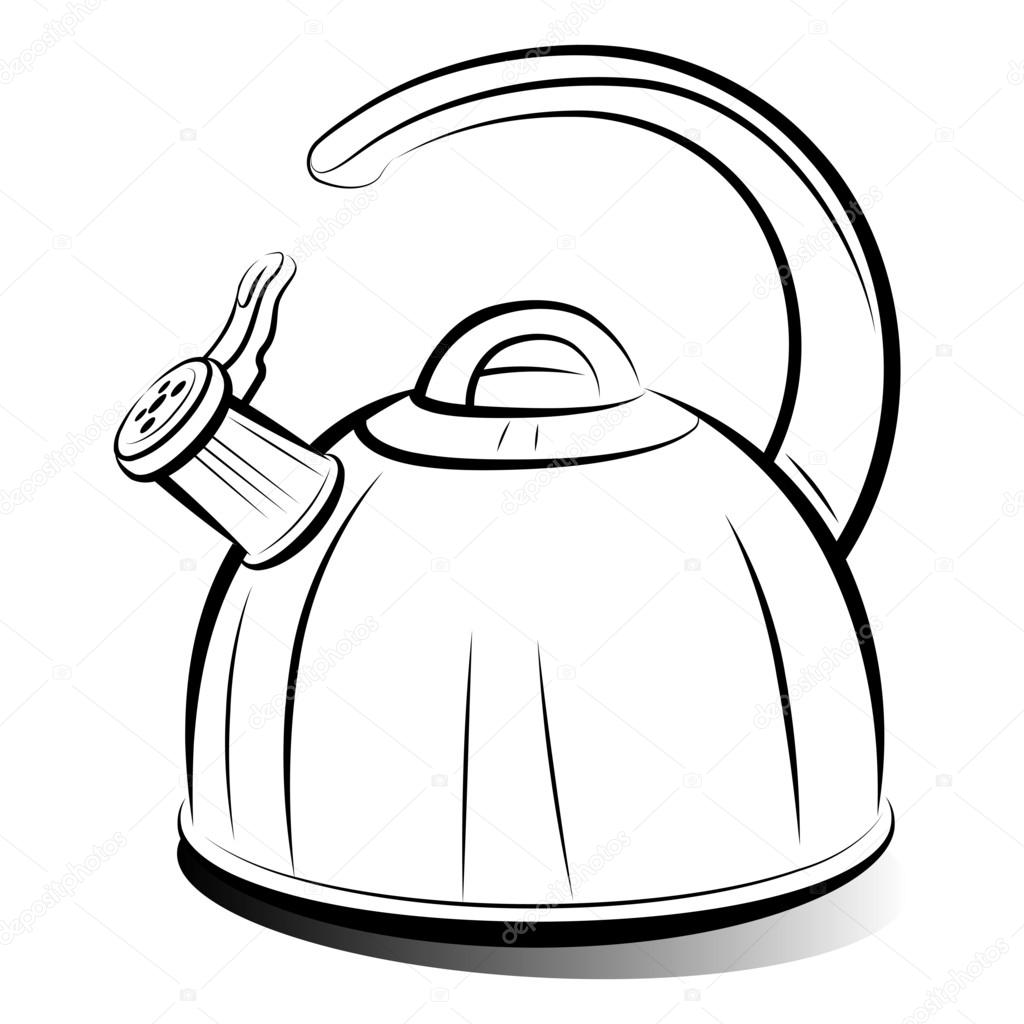 1024x1024 Drawing Teapot Kettle, Vector Illustration Stock Vector