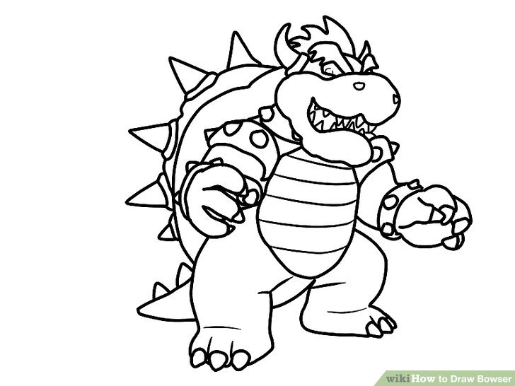 728x546 How To Draw Bowser (With Pictures)