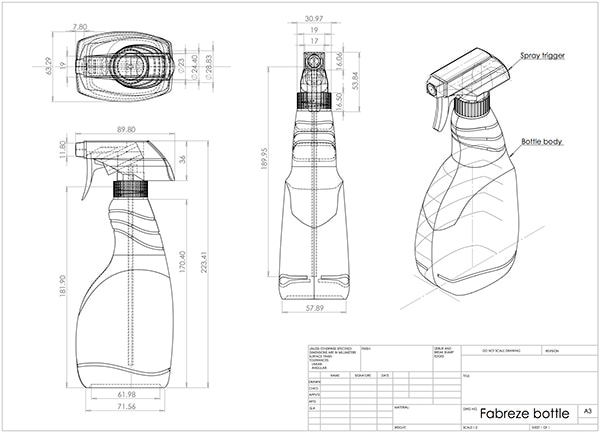 600x433 Orthogonal Projections Bottle Proiezioni Ortogonali