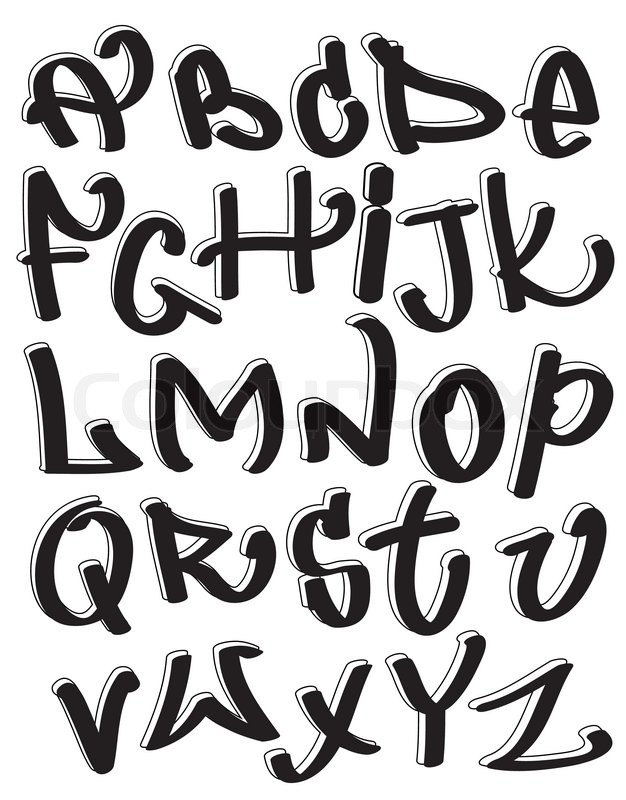 626x800 Graffiti Font Alphabet, Abc Letters Vector Colourbox