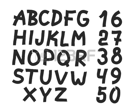 450x367 Hand Drawn Letters And Numbers Font. Bold Comic Modern Marker