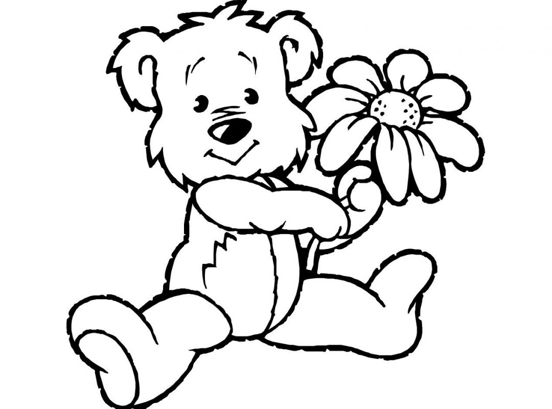 1080x800 Simple Teddy Bear Coloring Page Free Printable Pages Cartoons