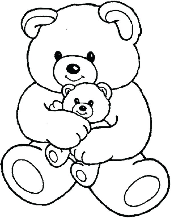 600x765 Coloring Page Of A Bear Teddy Bear And Little One Coloring Page
