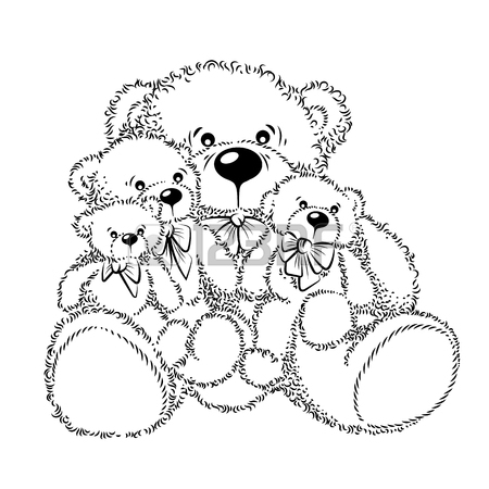 450x450 Drawing Teddy Bears With Bow. Color Vector Illustration Royalty