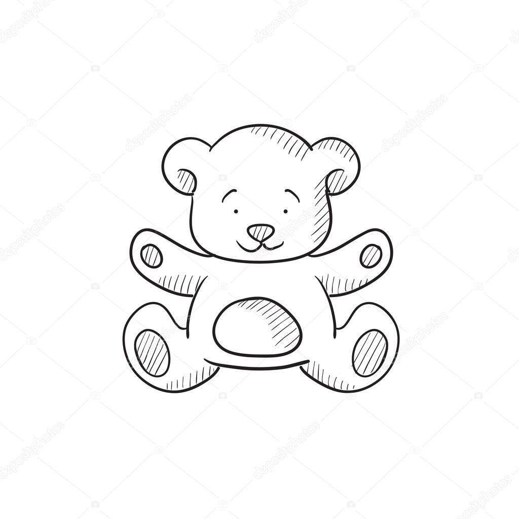 1024x1024 Teddy Bear Sketch Icon. Stock Vector Rastudio