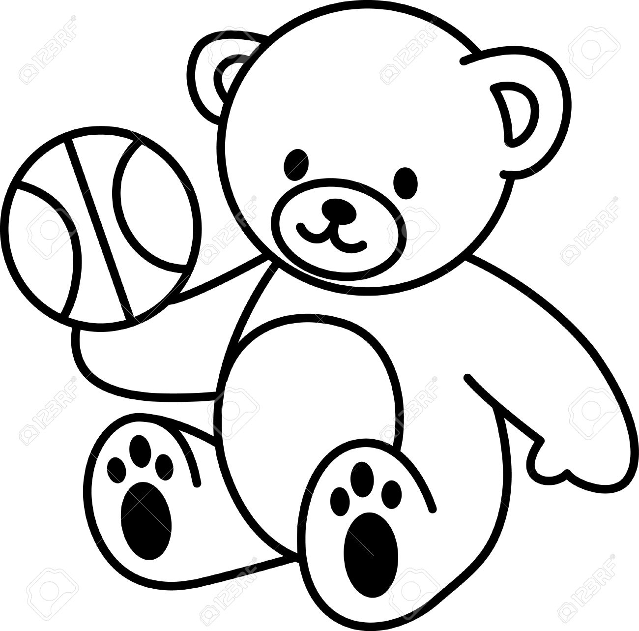 1300x1283 Illustration Of Very Cute Teddy Bear Basketbal Royalty