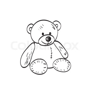 320x320 Teddy Bear Sketch. Drawing On A White Background Stock Vector