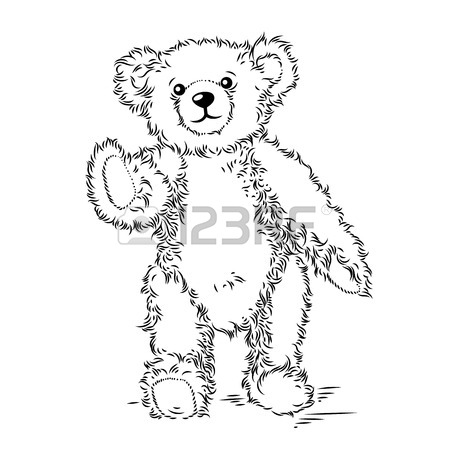 450x450 Drawing Teddy Bears With Bow. Color Vector Illustration Royalty