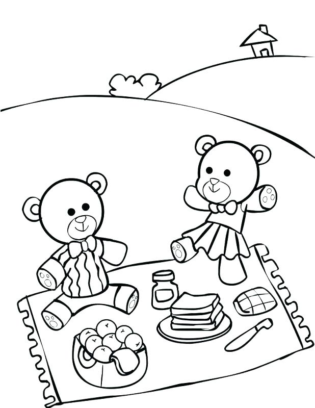 618x800 Entertaining Picnic Coloring Pages New Teddy Bear Color Page Free