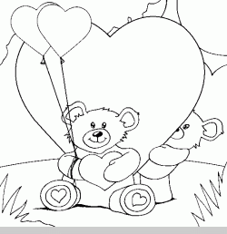 250x258 Teddy Bears And Hearts Coloring Page