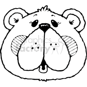 300x300 Royalty Free Black And White Of Teddy Bear Face 130157 Vector Clip