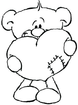 300x401 Teddy Bear With Heart Coloring Pages For Coloring Page Of A Bear
