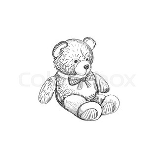 320x320 Teddy Bear Sketch. Drawing On A White Background Stock Vector