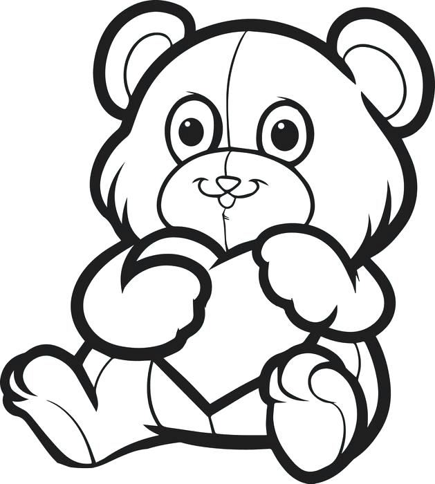 629x700 Teddy Bears Drawing 7 Bear Coloring Page Medium Version Step By