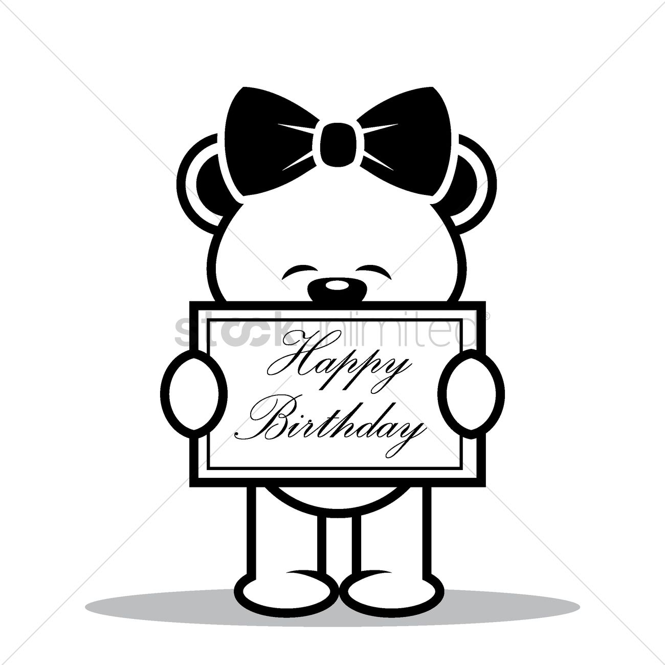 1300x1300 Teddy Bear With Happy Birthday Board Vector Image