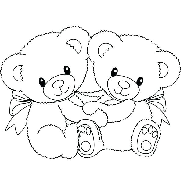 600x600 Cute Teddy Bear Coloring Pages Two Little Teddy Bear Coloring Page