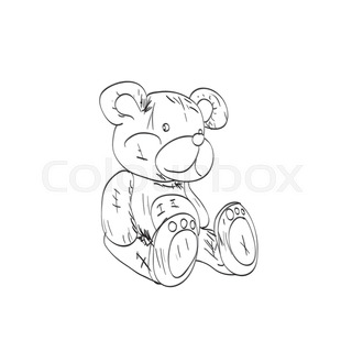 320x320 Teddy Bear Sketch. Drawing On A White Background Stock Vector
