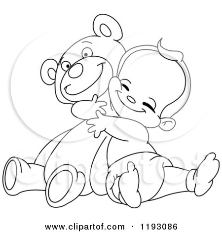 450x470 Clipart Of A Cartoon Rear View Of A Teddy Bear Drawing On A Wall