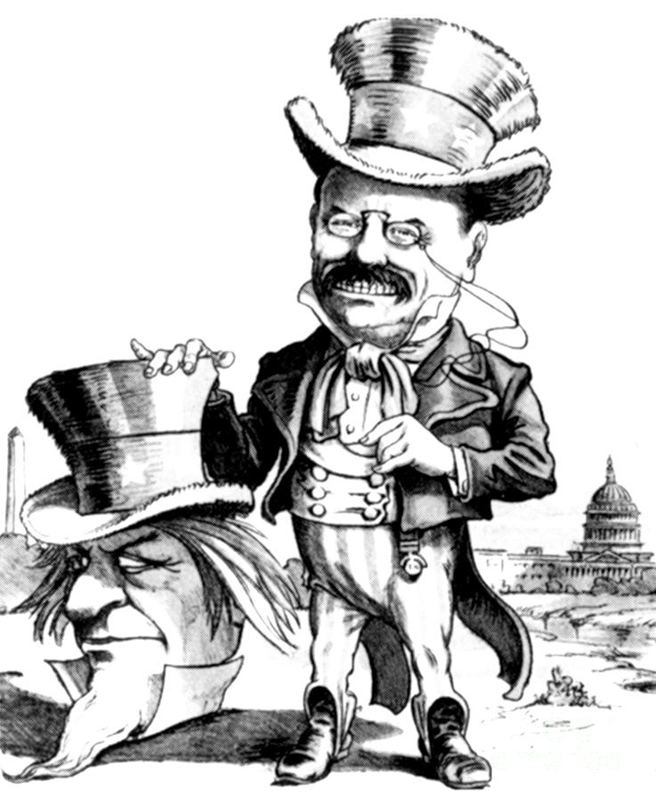 737x900 Teddy Roosevelt Cartoon Photograph By Granger