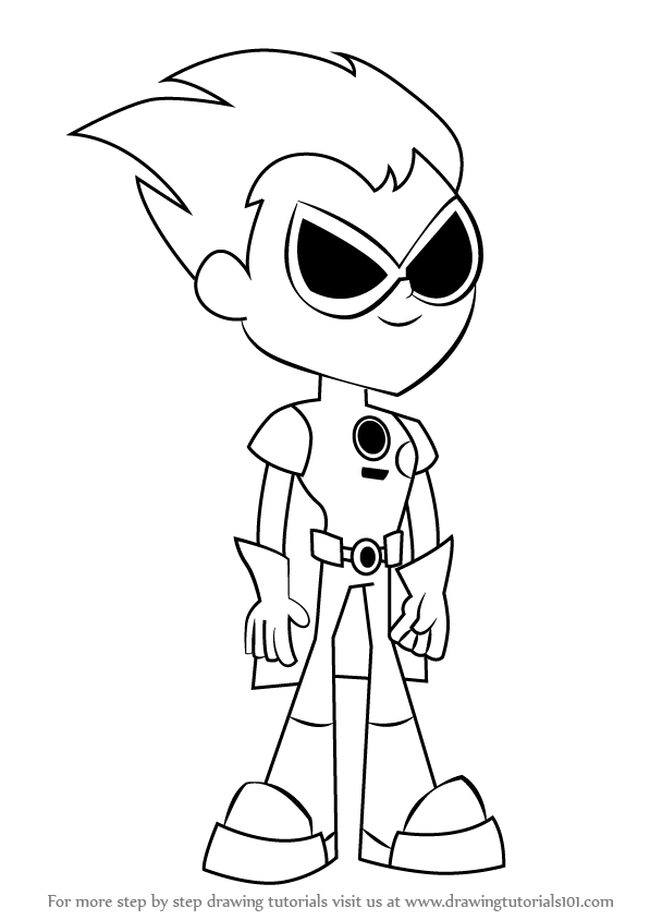 597x844 Learn How To Draw Robin From Teen Titans Go (Teen Titans Go!) Step