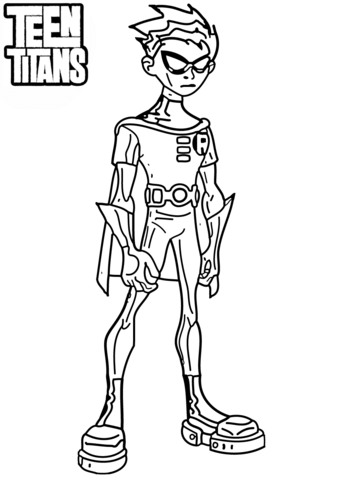 343x480 Teen Titans Robin Coloring Page Free Printable Coloring Pages