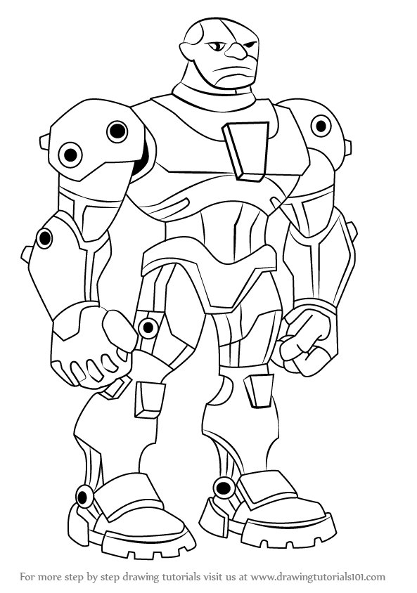 593x844 Learn How To Draw Cyborg From Teen Titans (Teen Titans) Step By