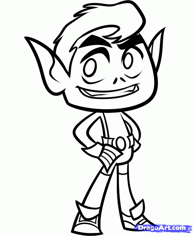 782x951 How To Draw Beast Boy From Teen Titans Go Step 7 Coloring