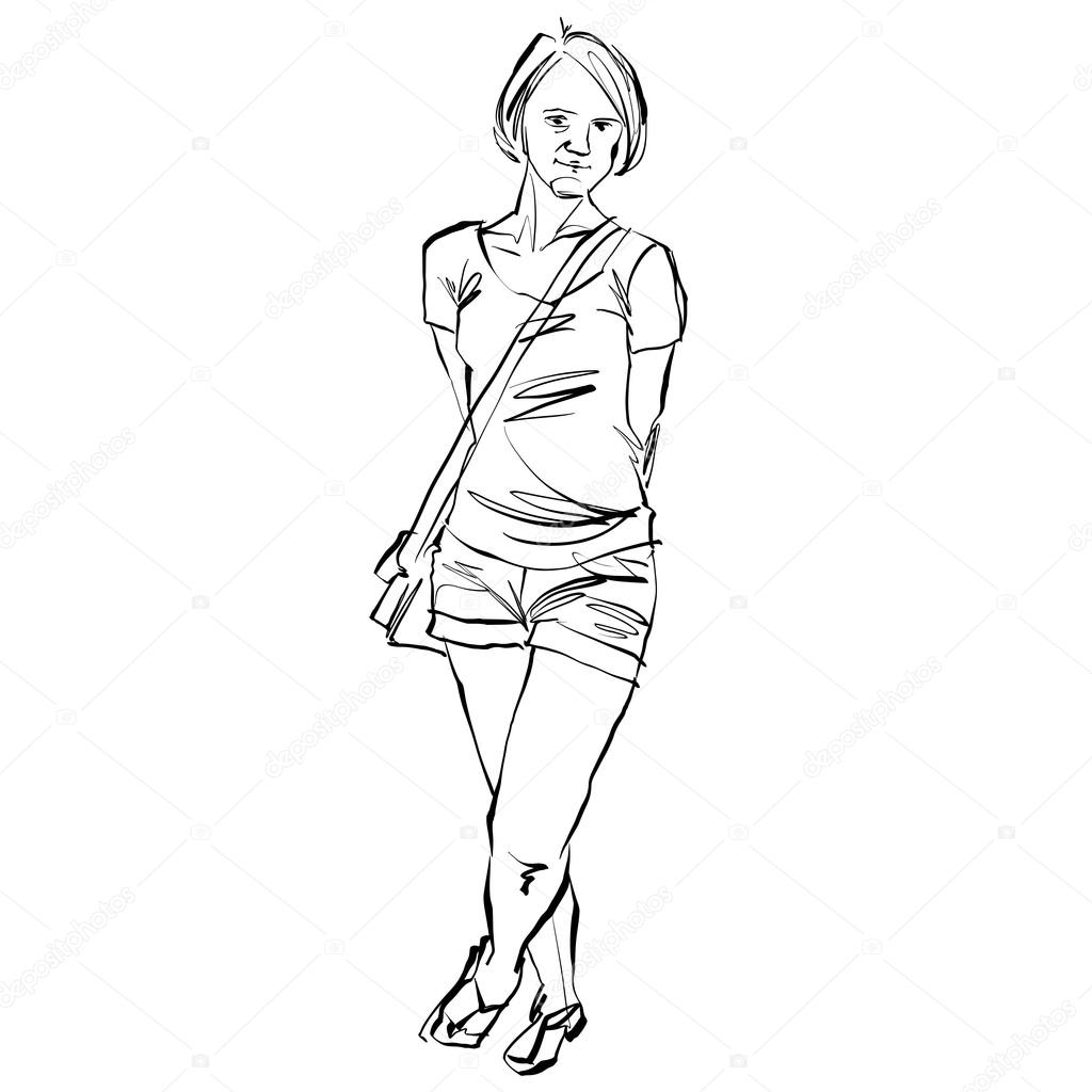 1024x1024 Hand Drawn Teenage Girl Stock Vector Ostapius